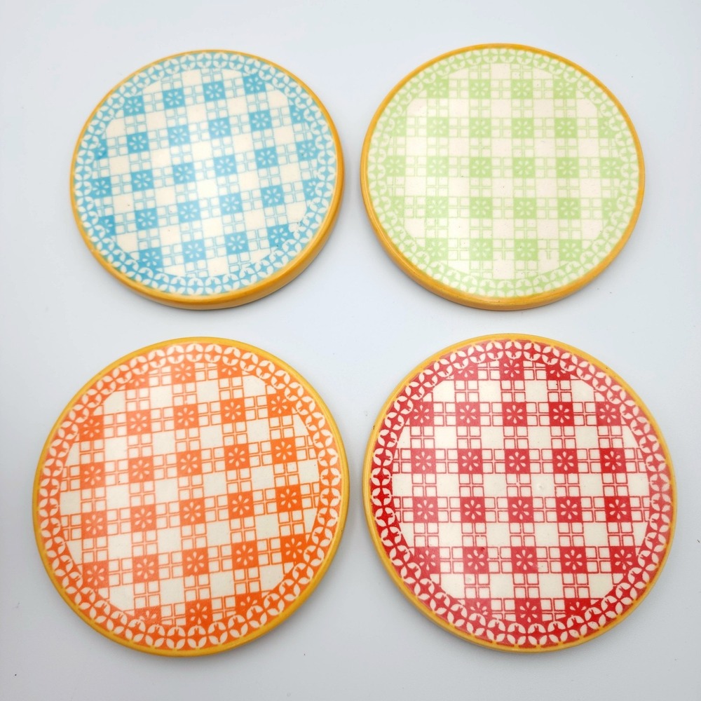 NEW‎ Pier 1 Ceramic Coasters 4.25in Geometric Colorful